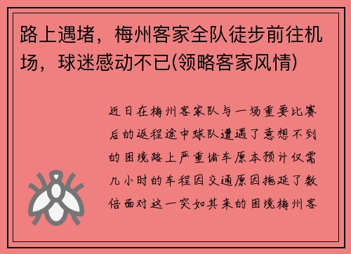 路上遇堵，梅州客家全队徒步前往机场，球迷感动不已(领略客家风情)